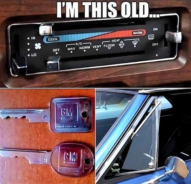The 1988-1989 Ford AC control, 1970s GM keys, and the late 1960s GM vent window